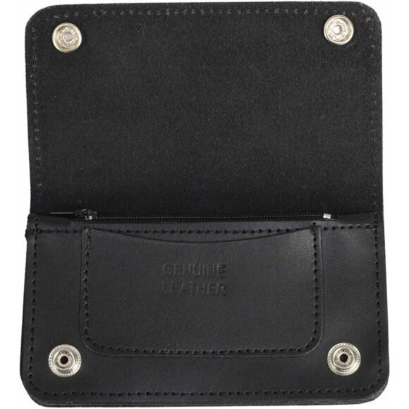 Leather MLW7802 Men's 6” Leather Long Bi-Fold Biker Wallet - Picture 2 of 8